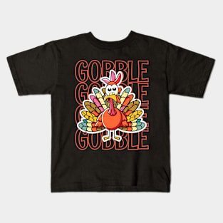 Gobble Gobble Gobble Gobble Happy Thanksgiving Kids T-Shirt